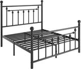 14" Queen Metal Platform Bed Frame/Victorian Headboard and Footboard/Steel Slats Mattress Foundation for Storage/No
