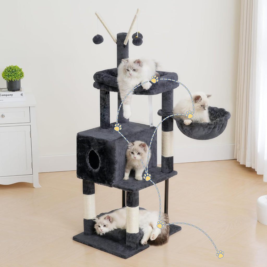 Cat Tree, 45.3" Cat Tower for Indoor Cats with Large Perch