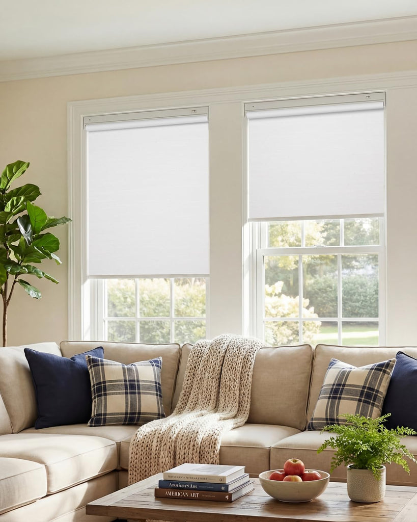 No-Drill Motorized Blinds with Remote, Blackout Roller Shades