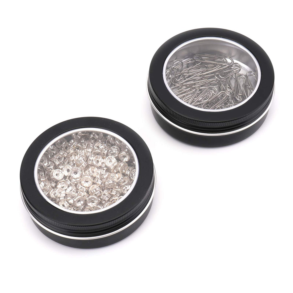30 Pack 4 Ounce Round Tins Screw Lids Tin Cans with Clear Window Matte Black Metal Spice Containers Aluminum Travel