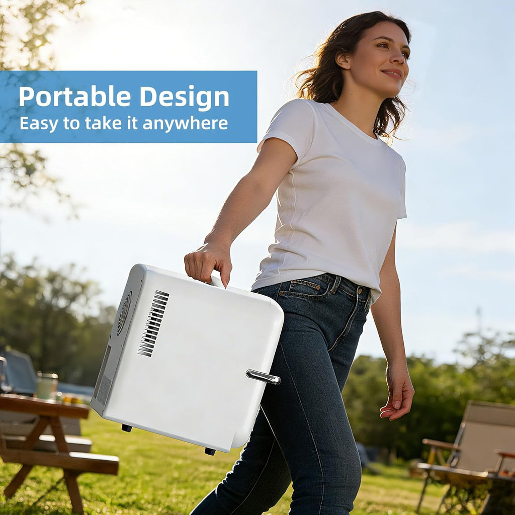 Mini Fridge, 4L Capacity/6 Cans Portable Cooler and Warmer Compact Refrigerator, for Bedroom,Car,Office and Dorm