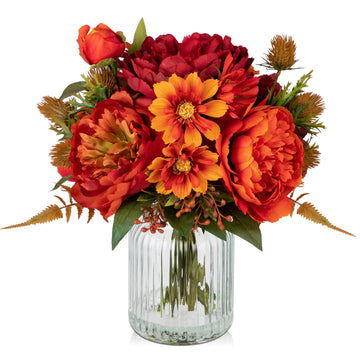 Peony Fake Fall Flowers in Vase Fall Table Centerpiece Faux Floral Arrangements Centerpiece Autumn Artificial Flowers