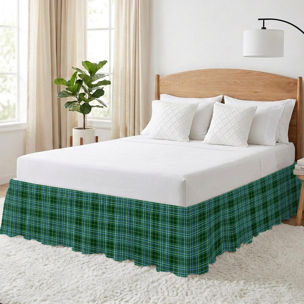 Buffalo Plaid Bed Skirt 16 Inch Drop, Adjustable & Elastic Wrap Around Bed Skirts Pleated Dust Ruffles