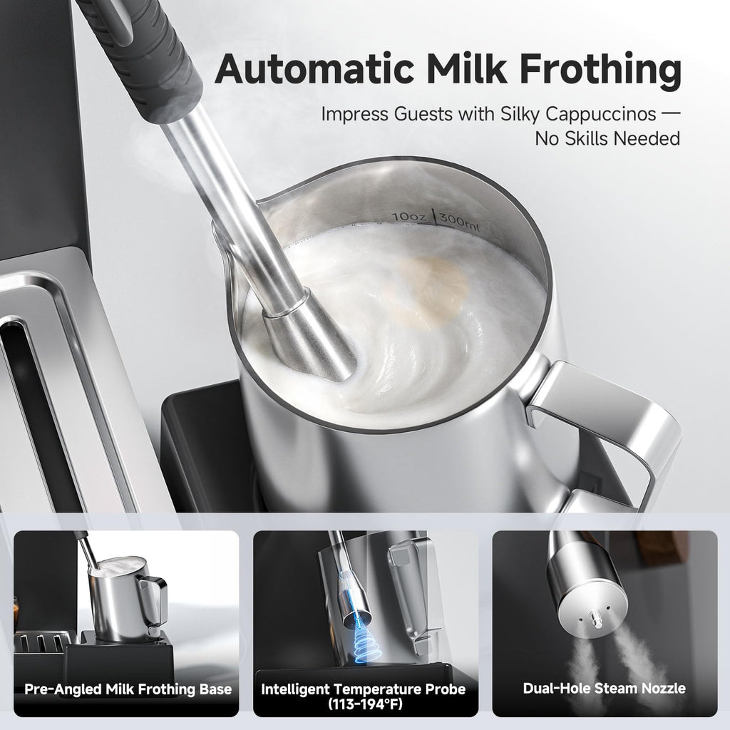 9 Bar OPV Espresso Machine with Automatic Milk Frother, Dual Boiler