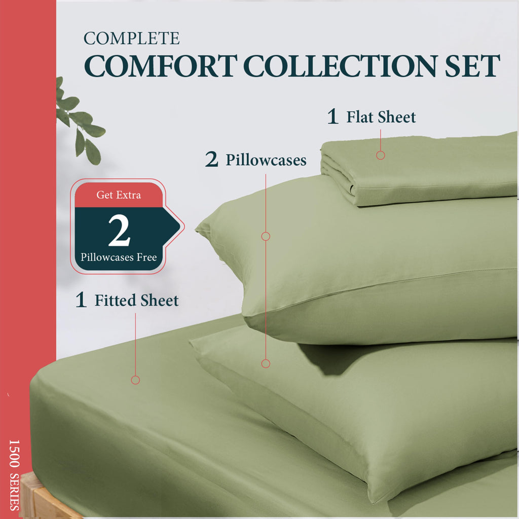 1500 Series Egyptian Cotton Queen Sheets Set, Sateen