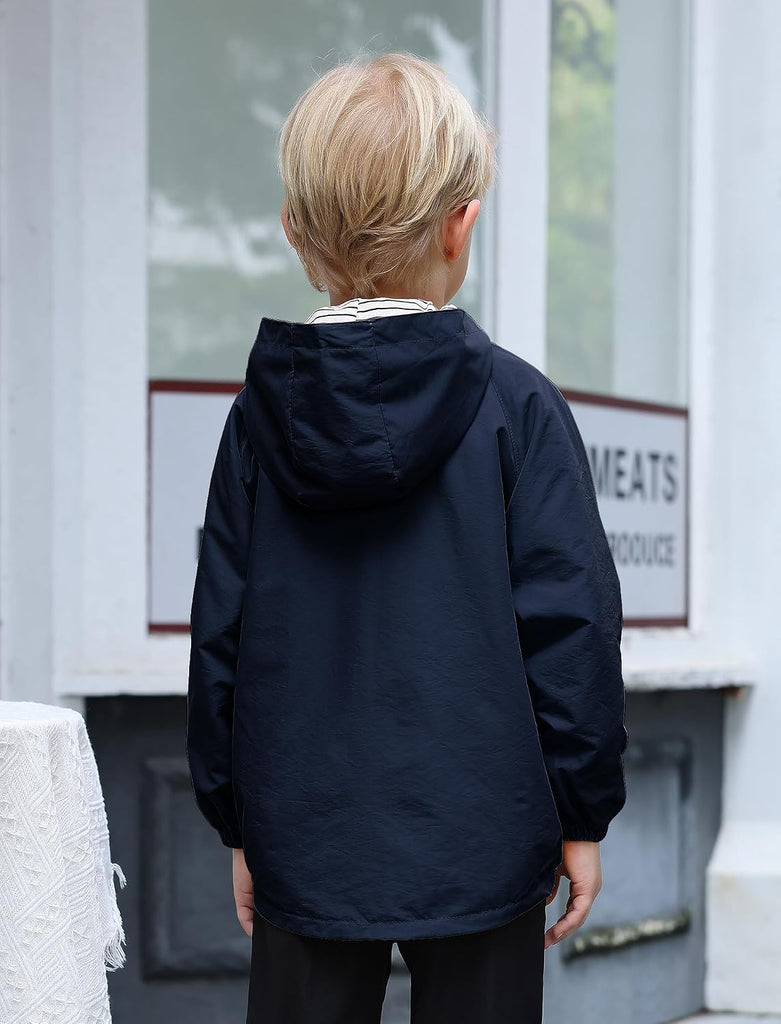Kids Boys Lightweight Waterproof Hooded Jacket with Pockets Toddler Spring Fall Outfits Zip Up Thin Outwear Coats