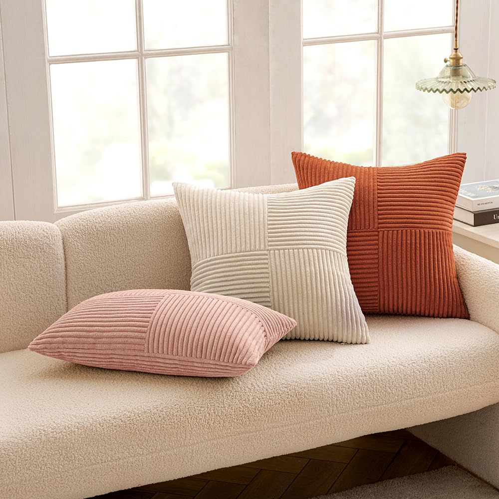 Pink Decorative Lumbar Throw Pillow Covers 12x20 Inch 2 Pack