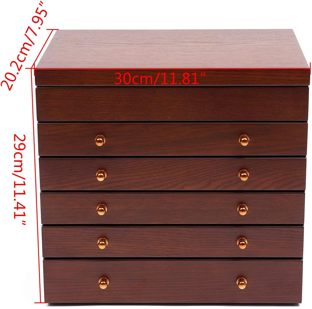 Extra Large 6 Layers Wooden Jewelry Box Jewelry Case Cabinet Armoire Ring Necklacel Gift Storage Box Organizer(6