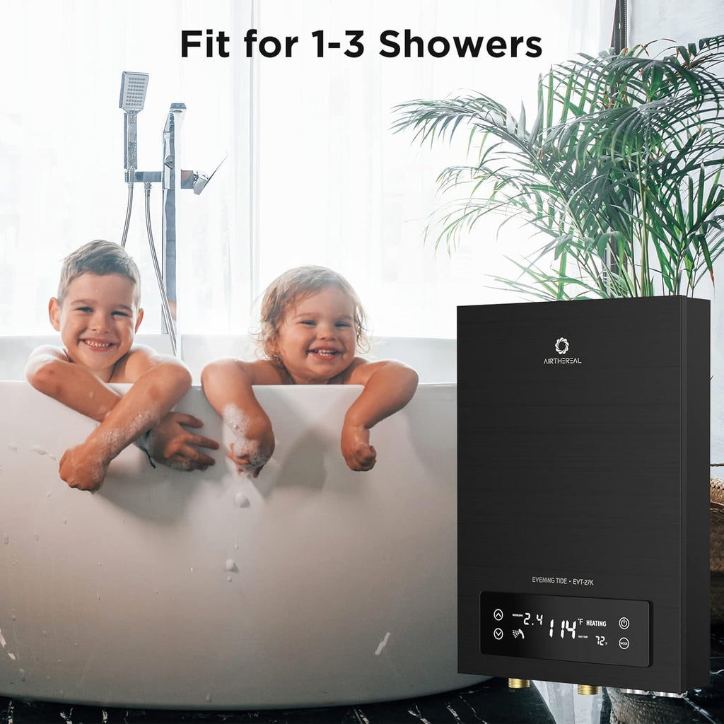 Electric Tankless Water Heater, 27kW, 240Volts - Endless On-Demand Hot Water - Self Modulates to Save Energy Use