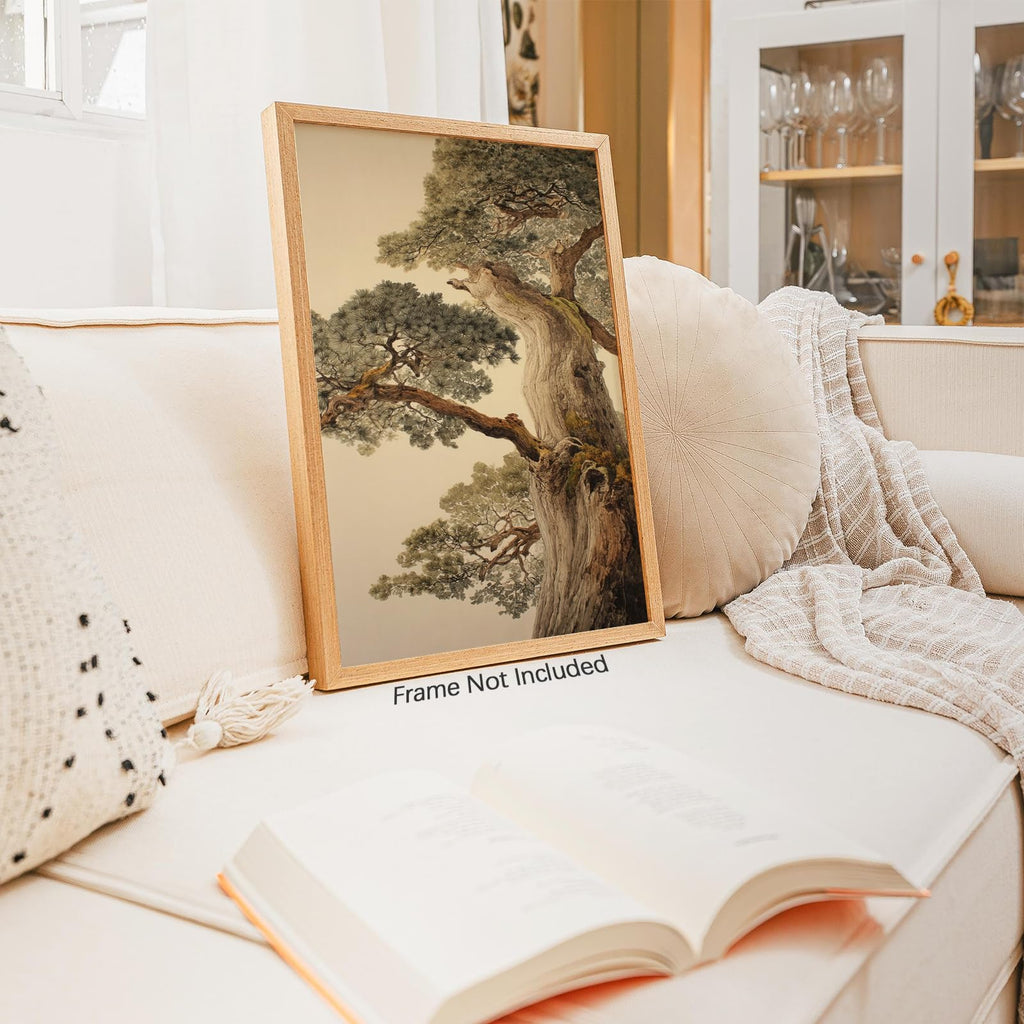 Vintage Japanese Pine Tree Wall Art Oriental Asian Tree Canvas Posters Japan Scenery Room Aesthetic Prints Calm