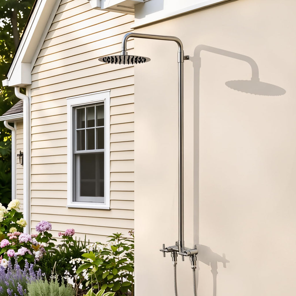 316 Marine-Grade Stainless Steel Wall-Mount Outdoor Shower Kit