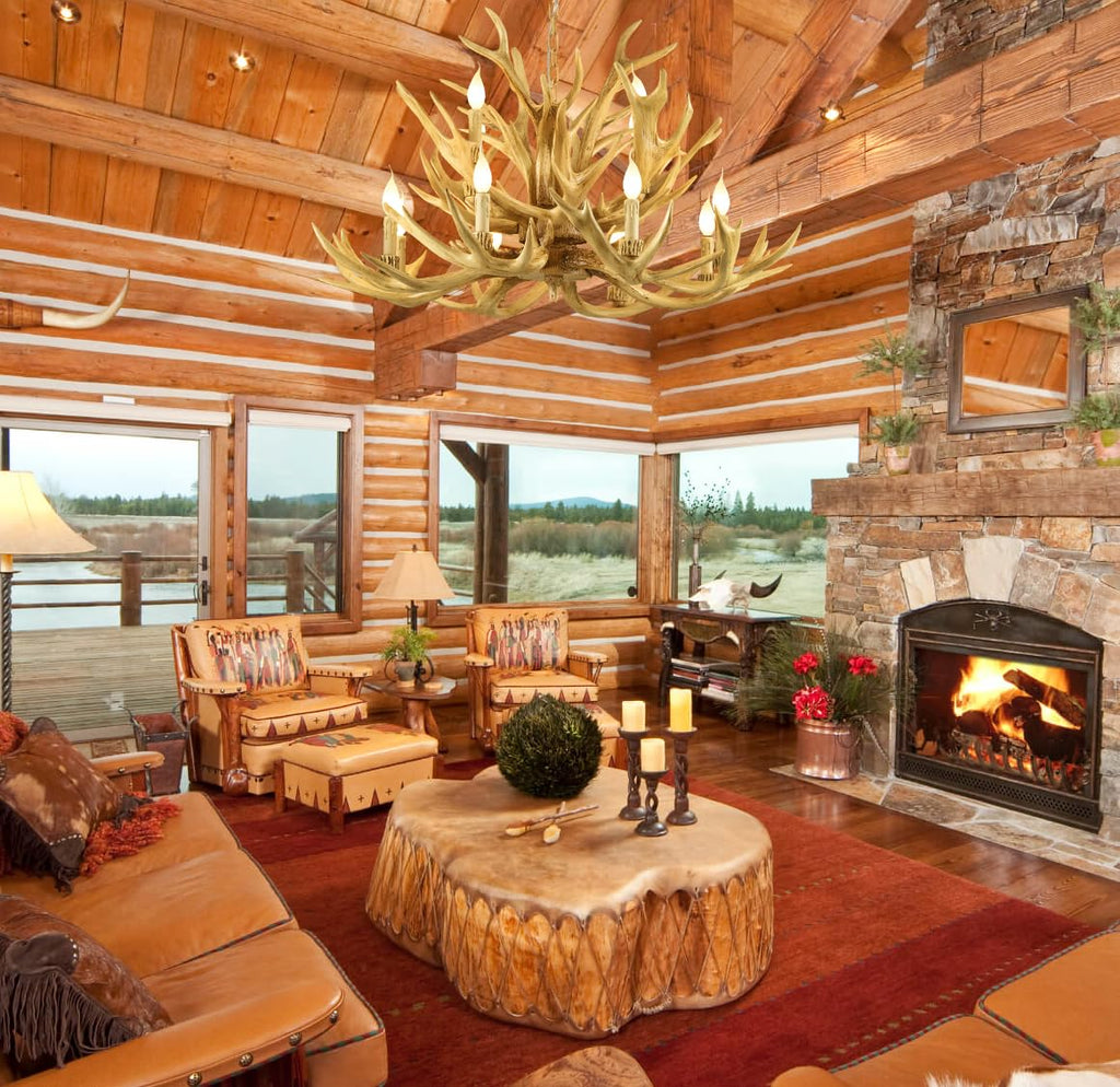 Farmhouse Antler Chandelier 12 Light, Double Layer Antler Light Fixtures, 4 Different Antler Composition Deer Antler