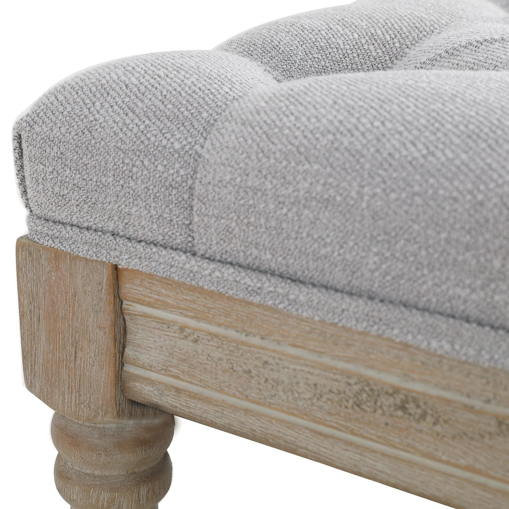 Farmhouse French Storage Bench, Upholstered End of Bed Shoe Bench 45 Inch, Wood Tufted Bedroom Bench, Dining