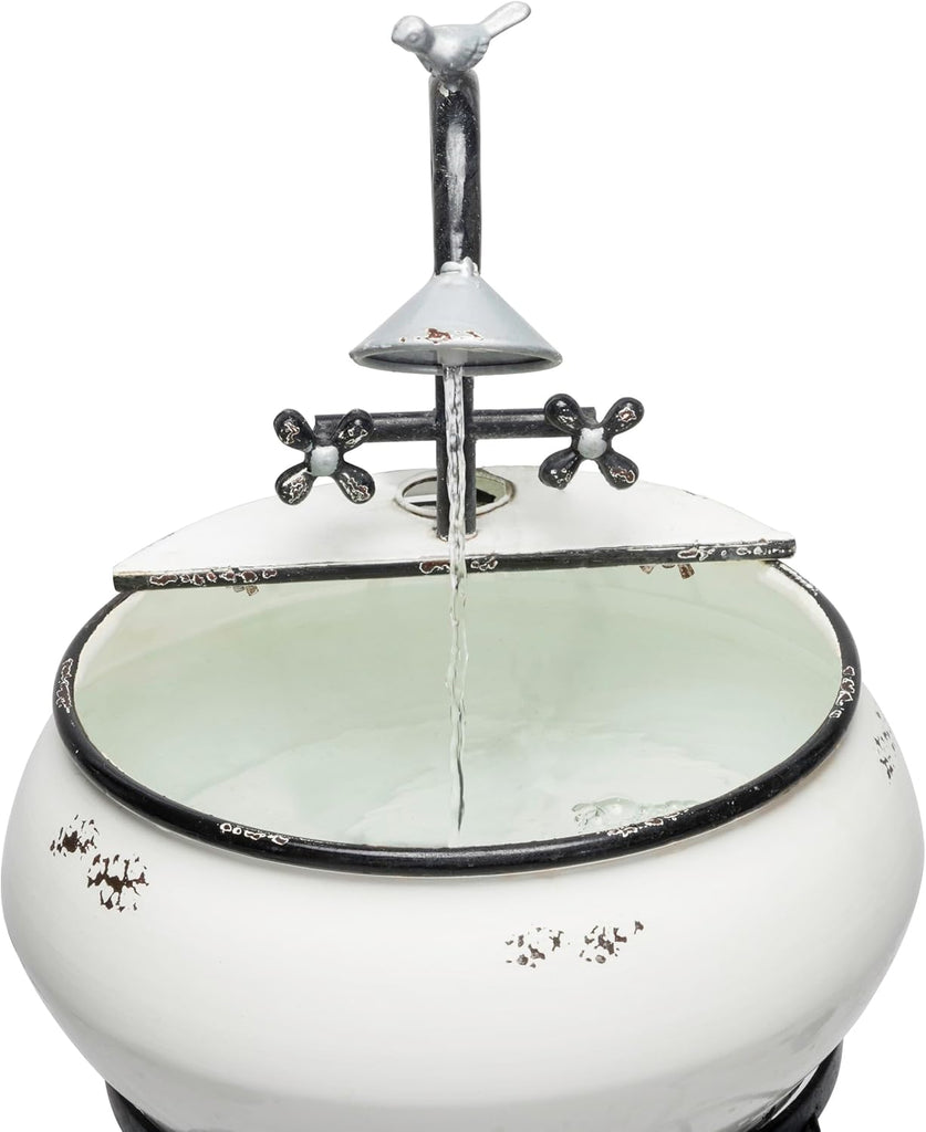 YHL170 32” Indoor/Outdoor Antique Metal Sink Water Fountain with Stand - Charming Waterfall Feature