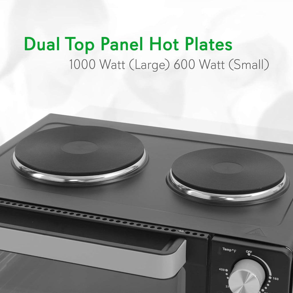 Kitchen 30 Quarts Kitchen Convection Oven - 1400 Watt Countertop, Rotisserie Roaster Grill, Top Rack, Dual Hot Plates