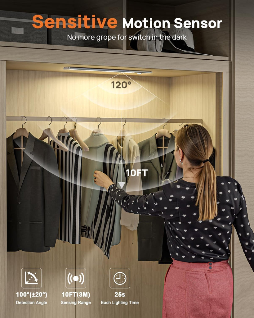 16inch Wireless Under Cabinet Lighting with Remote 2 Pack Closet Lights