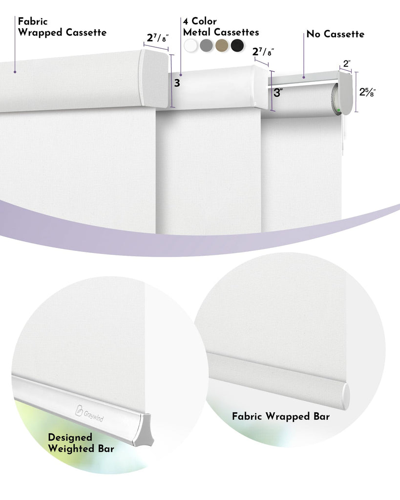 Motorized Light Filtering Roller Shades, Pure White
