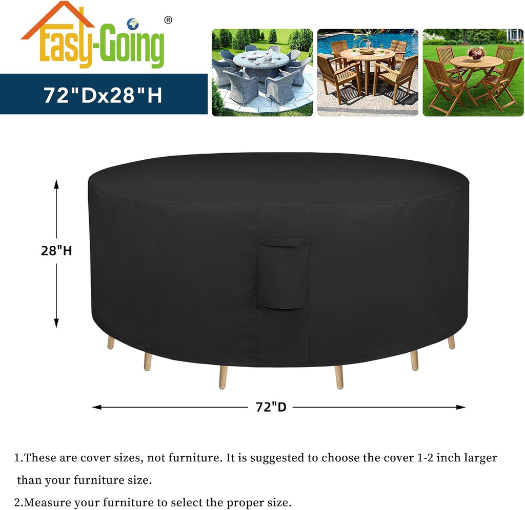 Round Patio Furniture Cover Waterproof Outdoor Dining Table and Chair Cover Anti-UV Outside Sectional Sofa Set Covers