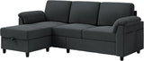 Convertible Sectional Sofa Couch, 3 Seat L Shaped Sofa with Removable Pillows Soft Corduroy Fabric Small Couch Mid