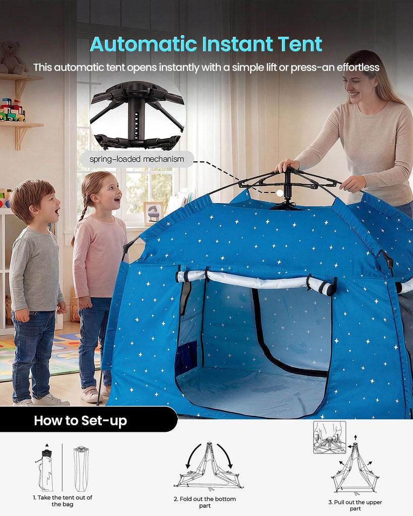 Kids Play Tent-Portable Playhouse Children House -Easy Set up Indoor Outdoor with Carry Bag for Kids-Light Strip
