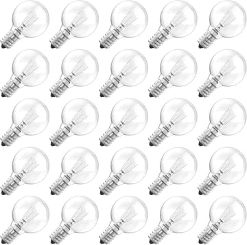 25 Pack G40 Replacement Light Bulbs, E12 Base, Warm White