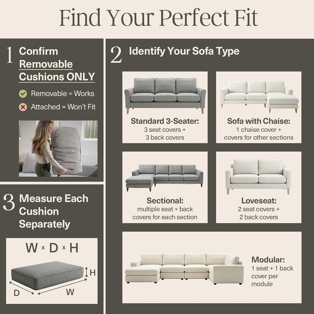 Magic Sofa Cover - Classic Jacquard Sofa Seat Couch Cover - Pet Proof, Easy Install, Stretchy Slipcover - Small