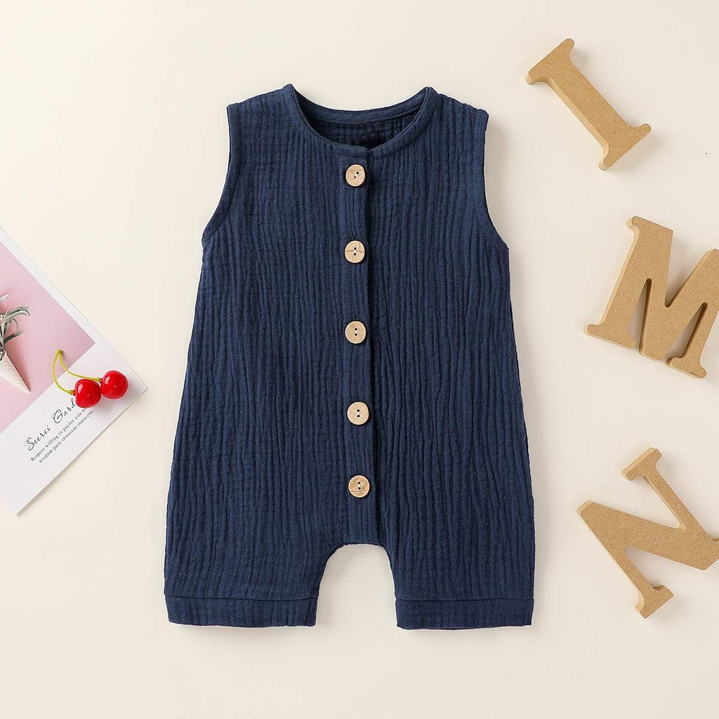 Infant Newborn Baby Boys Girls Cotton Linen Romper Summer Jumpsuit Sleeveless Overalls Clothing Set