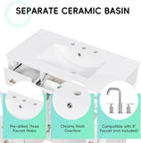 36" Freestanding Bathroom Vanity with Sink - Vanity Set with Flip Drawer & 3 Storage Drawers