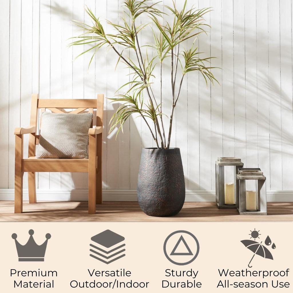 19.7" Weathered Concrete Planter with Drainage Hole for Outdoor Indoor