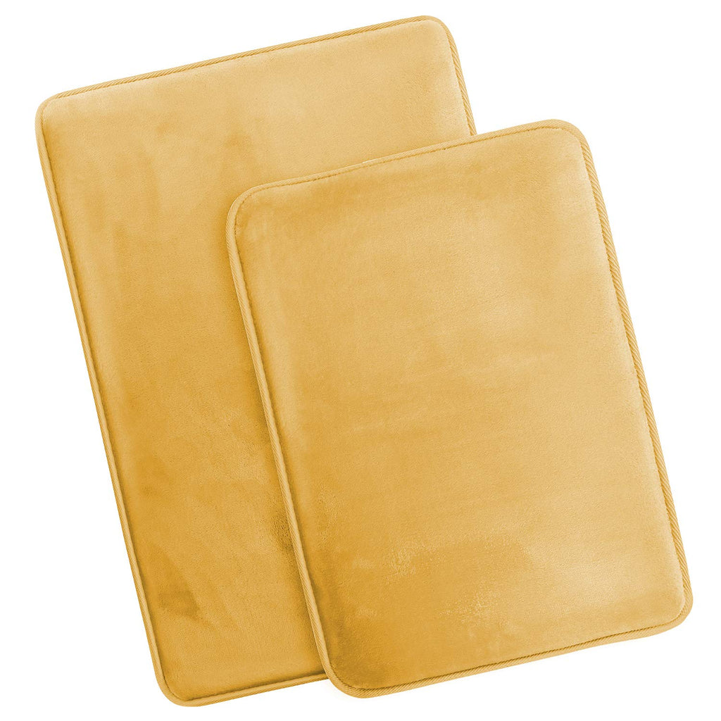 2 Piece Bathroom Rugs Bath Mat Set, Velvet Memory Foam Bath Mats - Non-Slip, PVC Backing Bath Rugs, Washable - Dries