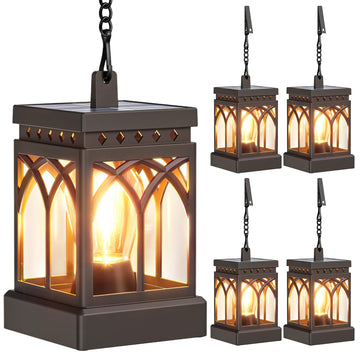 4 Pack Solar Lanterns Outdoor Waterproof, Brighter Hanging Solar Lantern Lights for Outside, Auto ON/Off Lanterns