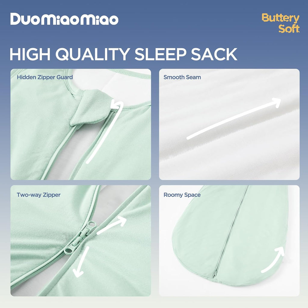 2 Pack Buttery Soft Rayon Made from Bamboo Baby Sleep Sack 1.0 TOG, Premium Baby Sleeping Bag Way