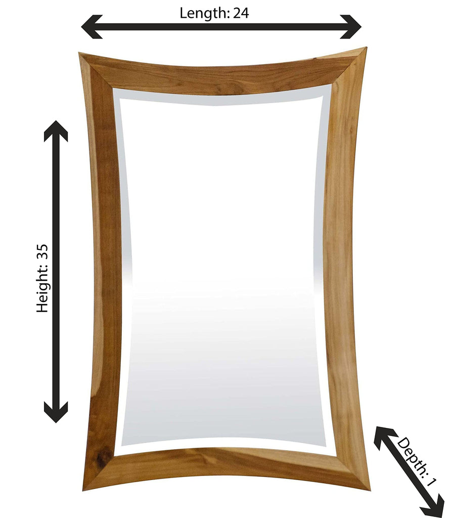 24" Teak Vanity Mirror Wall, Natural Wood