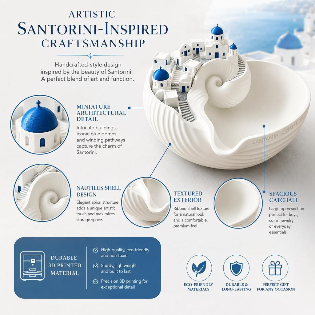 Santorini Catchall Shell Bowl, Catchall Tray for Keys Jewelry Coins Decorative Trinket Dish Greek Island Holder