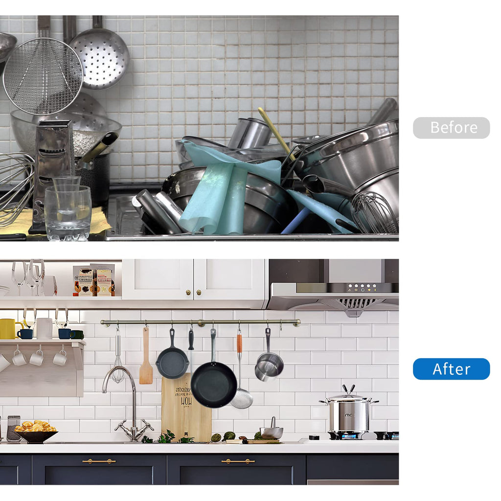 Hanging Pot Rack Hanger: 39.4 Inch Stainless Steel Pot and Pan Hanger Pot Rack Wall Mounted Hanging Pots and Pans