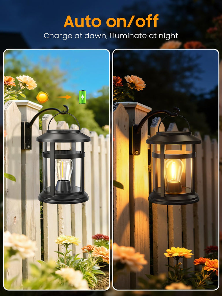 Lantern Outdoor Waterproof, 2 Pack Bright Hanging Solar Lights for Outside Decorative, Upgraded Solar Powered