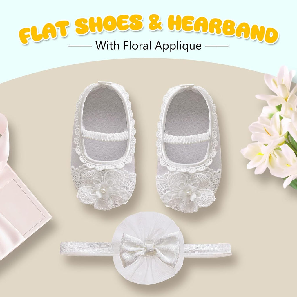 Flower Baby Girl Dresses Baptism Outfits with Shoes Set