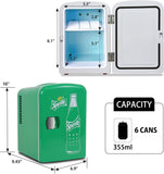 Sprite 4L Cooler/Warmer w/ 12V DC and 110V AC Cords, 6 Can Portable Mini Fridge, Personal Travel Refrigerator for