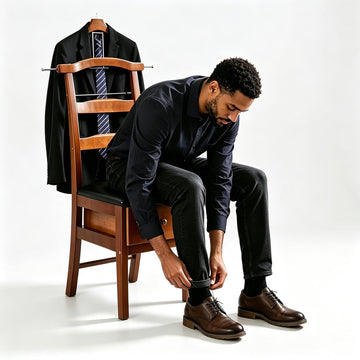 Wooden Chair Valet Stand with Contour Hanger and Drawer