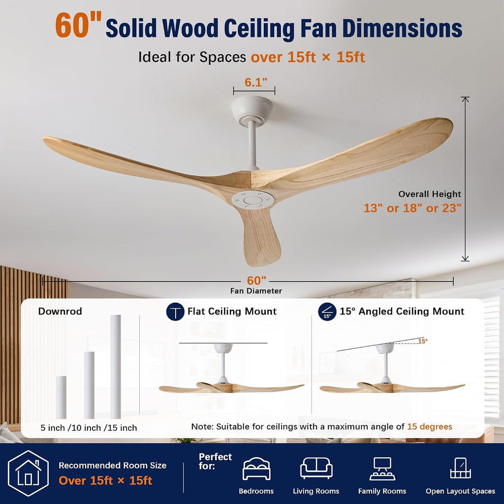 Inspired Maverick Style 60" wood ceiling fan, White