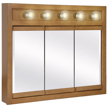 Richland Tri-View Medicine Cabinet, 36", Nutmeg Oak