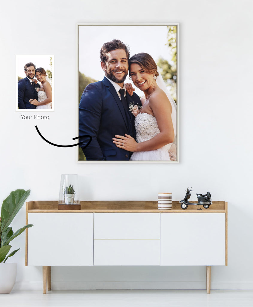 Custom Printed Framed Canvas Wall Art, 31.5x41.5 White, Sylvie Personal Canvas Print with Your Photos Gallery Wall