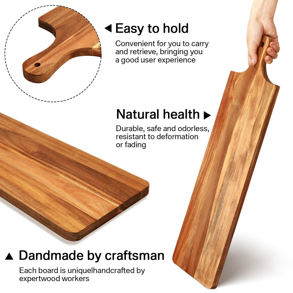 2 Pcs Acacia Long Charcuterie Boards Large 36 x 9 Inch Cutting Board