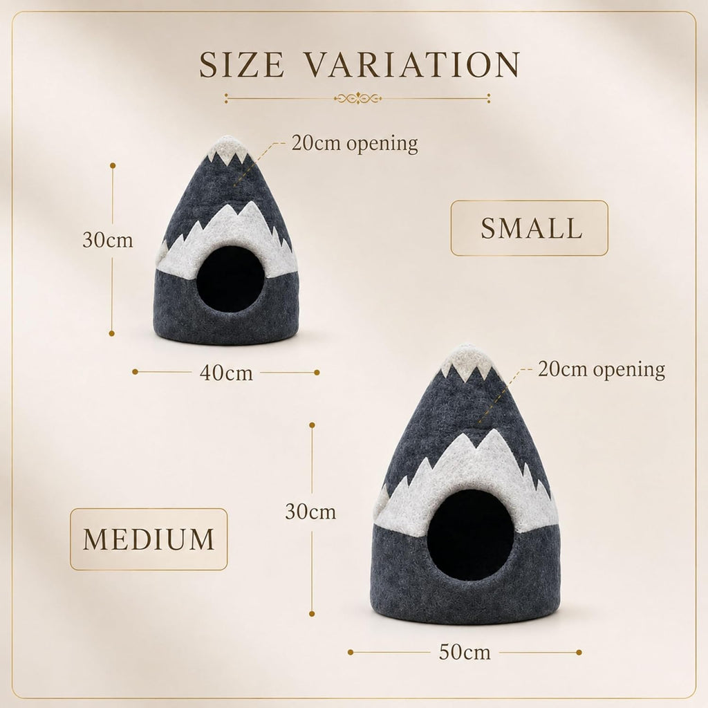 Snowy Mountain Wool Cat Cave Bed for Indoor Cats