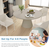 Modern Round Dining Table for 4, Circle Dining Room Table 44.5" with Matte Gray Concrete, Pedestal Dining Table for