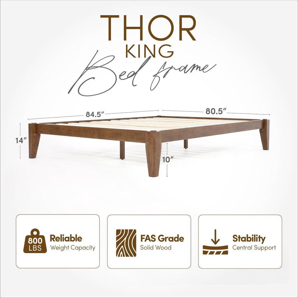 Thor Japanese Joinery Bed Frame King, Solid Wood (Walnut)