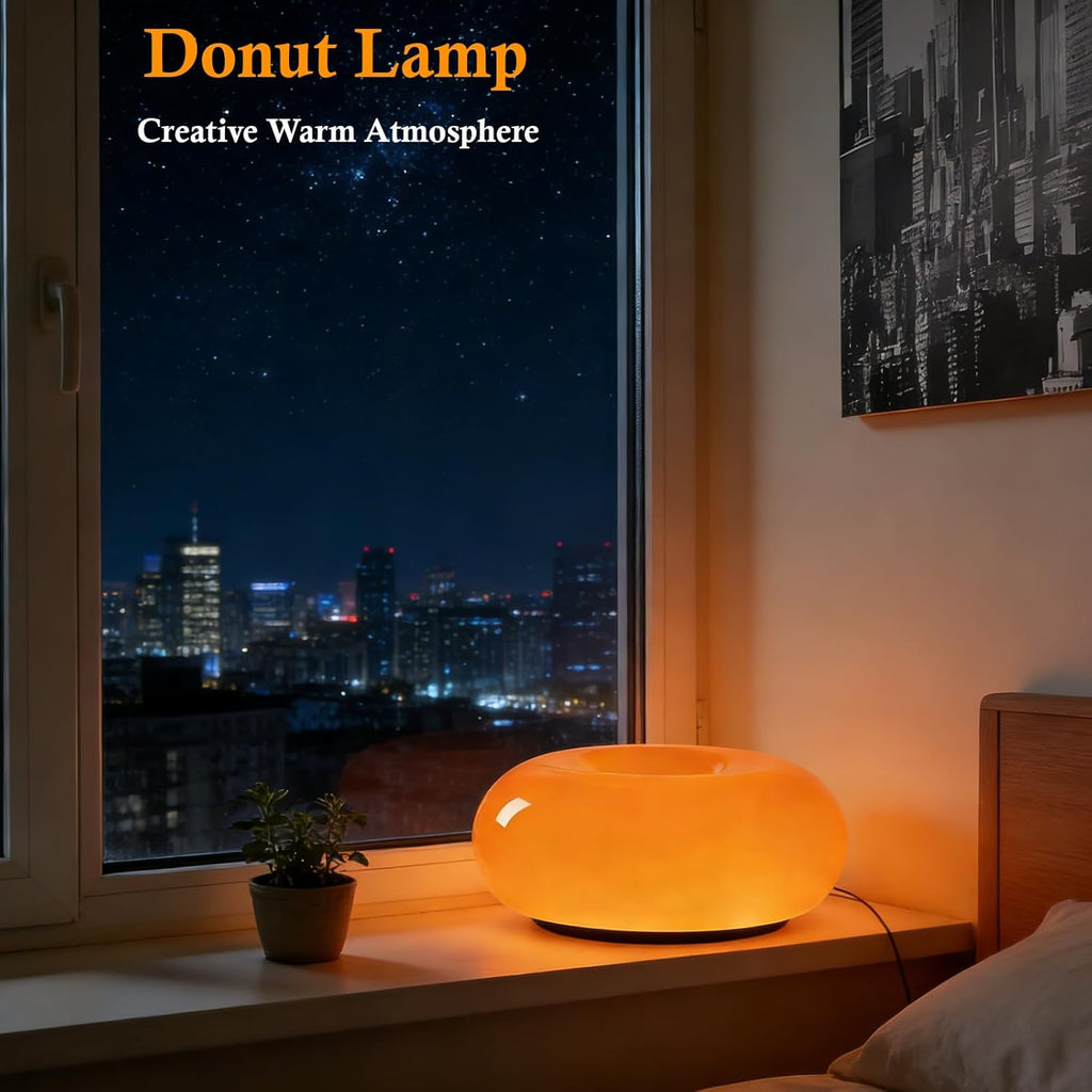 Orange Donut Table Lamp,Dount Light Lamp Ambient Lighitng,Aesthetic Touch Table Lamps,Modern Cute Desk Lamps Bedroom