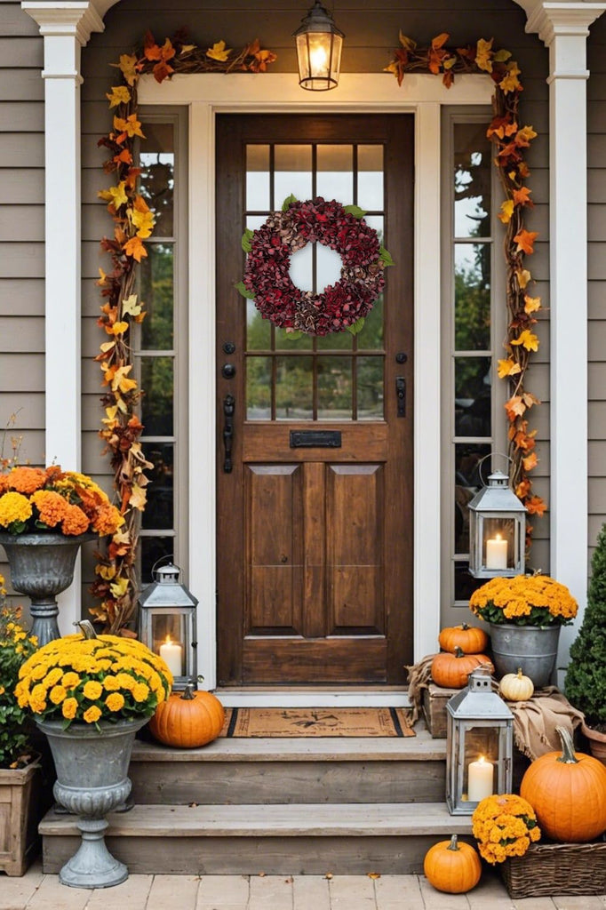 Fall Wreaths for Front Door 22 inch Autumn Wreath with Hydrangeas