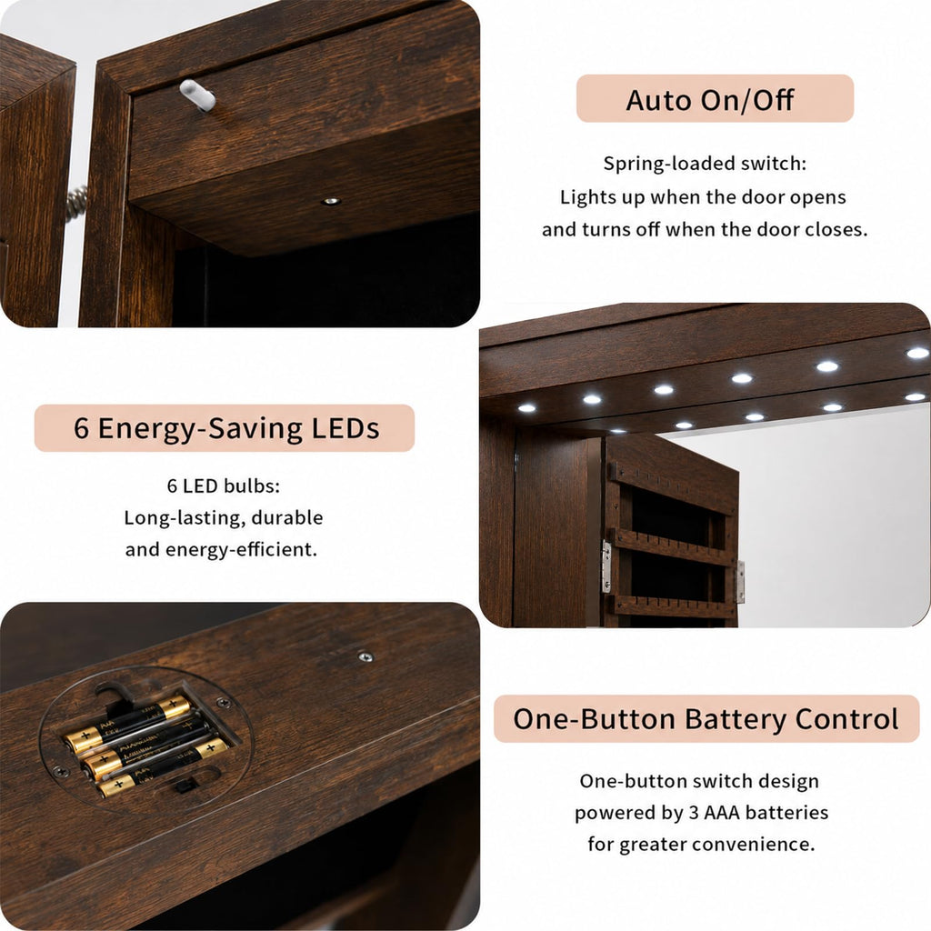 Over the Door Jewelry Organizer, Wall Mounted Jewelry Cabinet
