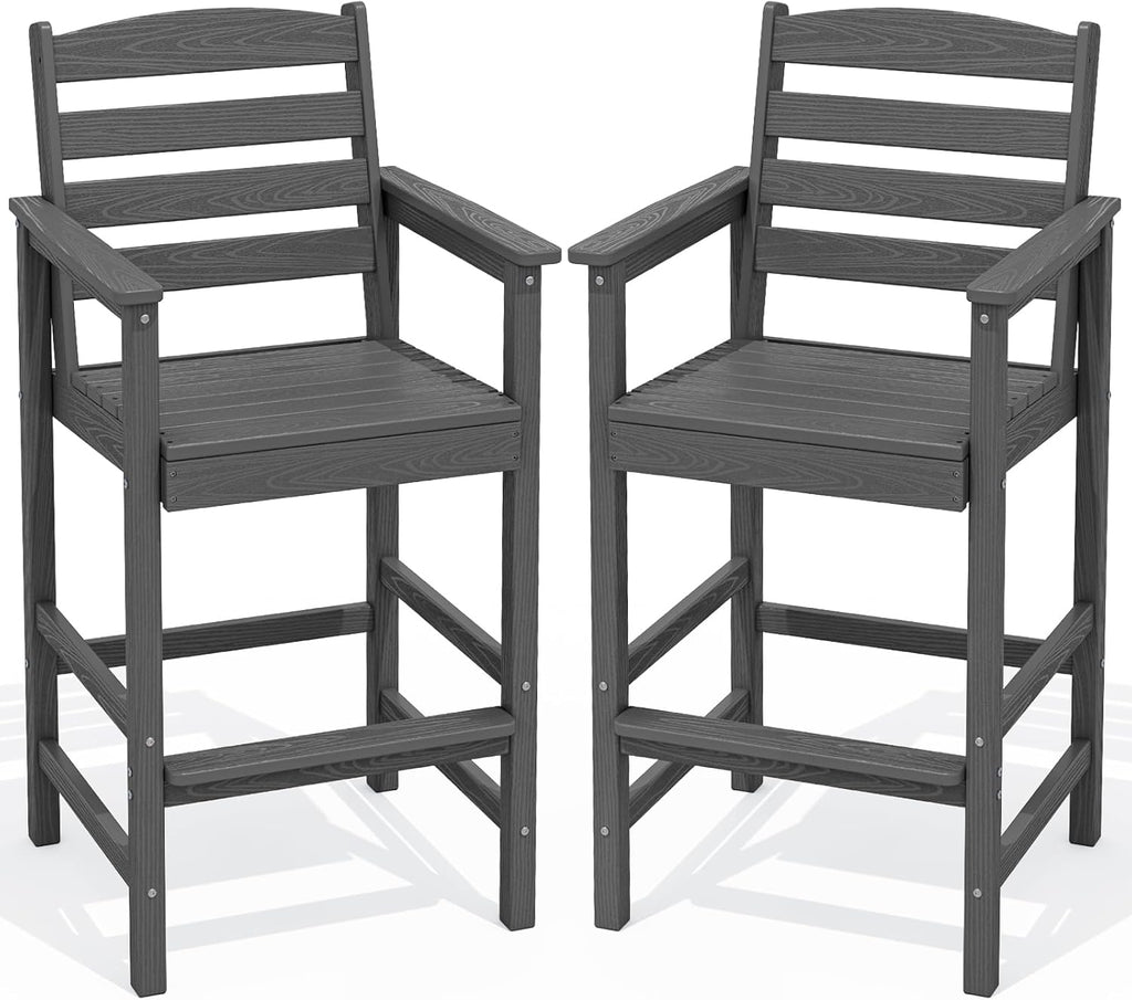 Tall Adirondack Chairs Set of 2, Oversize Balcony Adirondack Chairs Set, Outdoor Bar Height Barstools Widened Chair